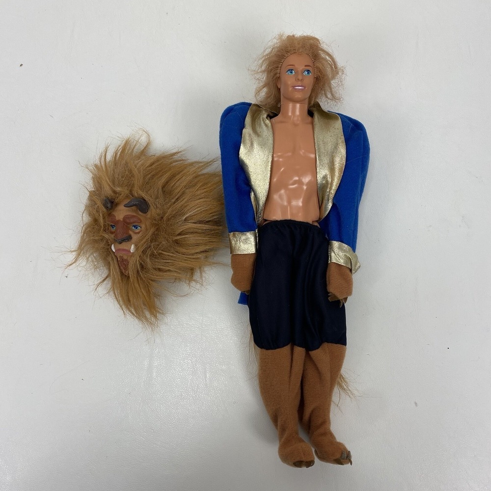 Disney Beauty & The Beast Blonde Hair Doll With Beast Outfit 1992 Vintage